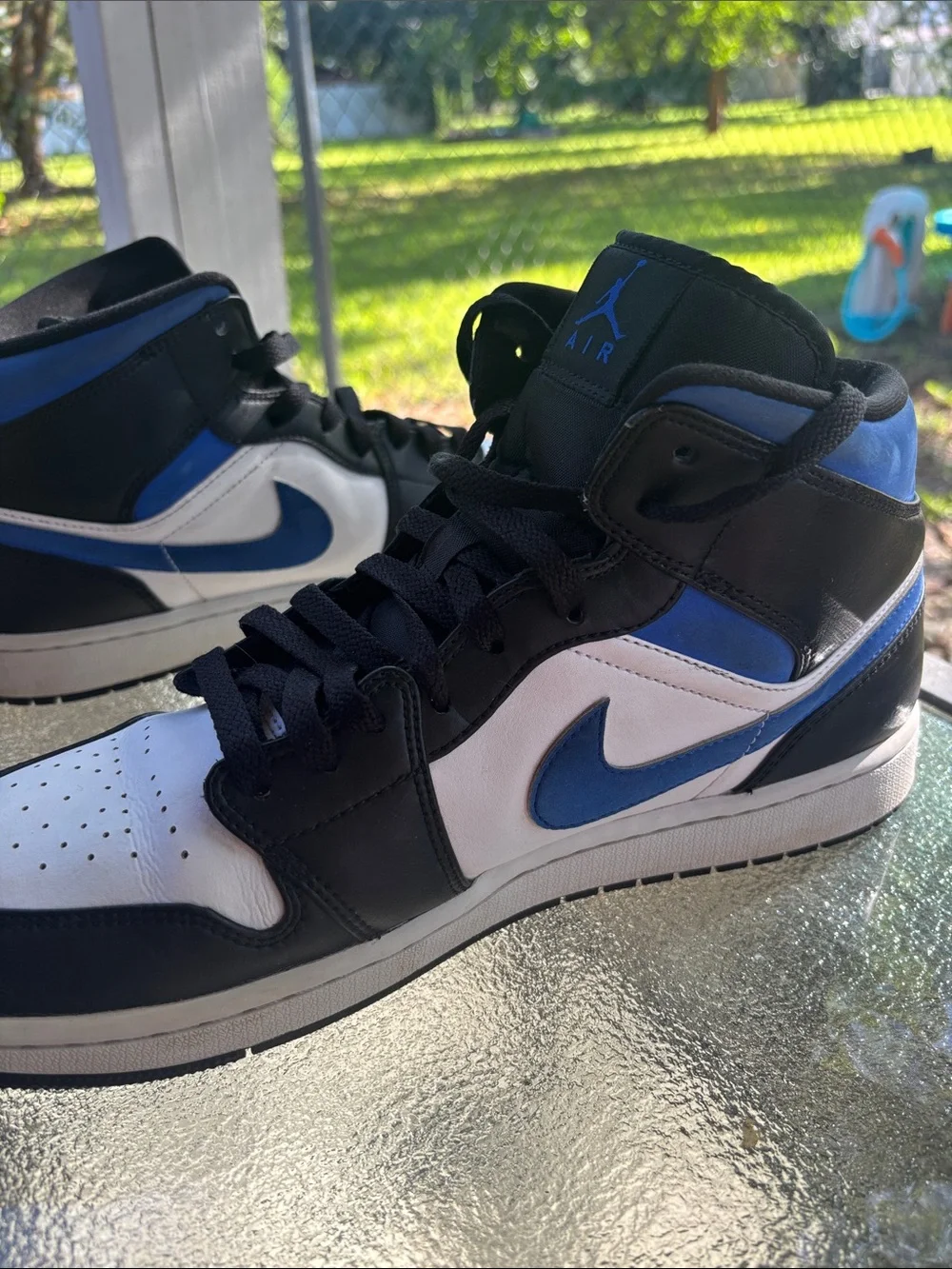 Air Jordan 1 Mid Racer Blue Black White Men’s Size 12 554724-140